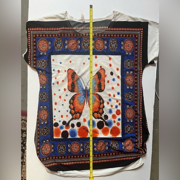 Colorful Butterfly Print blouse - embellished - Picture 2 of 4